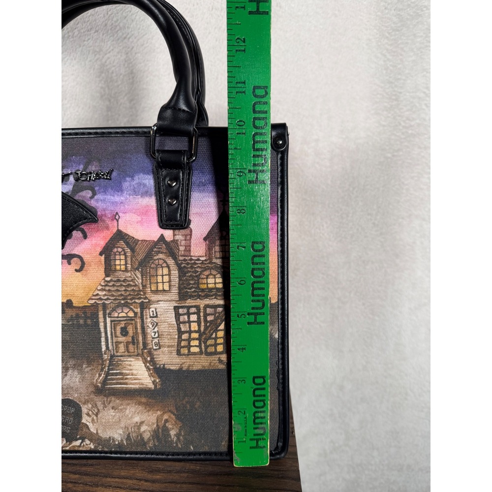 Betsey Johnson Haunted House Satchel Crossbody Bag Black Multi Halloween Bat - Picture 7 of 9